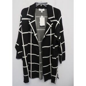 Magaschoni Woman Black & White Windowpane Open Front Cardigan Size 2X NWT